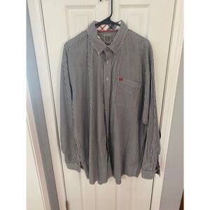 Cinch Button Down Shirt Mens XL Black White Striped Long Sleeve Western Logo
